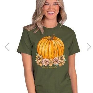 SIMPLY SOUTHERN FLOWERS PUMPKIN FALL T-SHIRT Large New!
